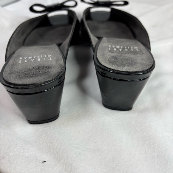 Stuart Weitzman Candy Black Patent Leather Wedge Heel Mule Size 6.5 - Picture 14 of 16